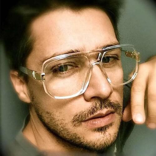 Oversize Mens Fashion Sunglasses Vintage Designer Brand Men Sun Glasses Square Frame Gradient UV400 Shades