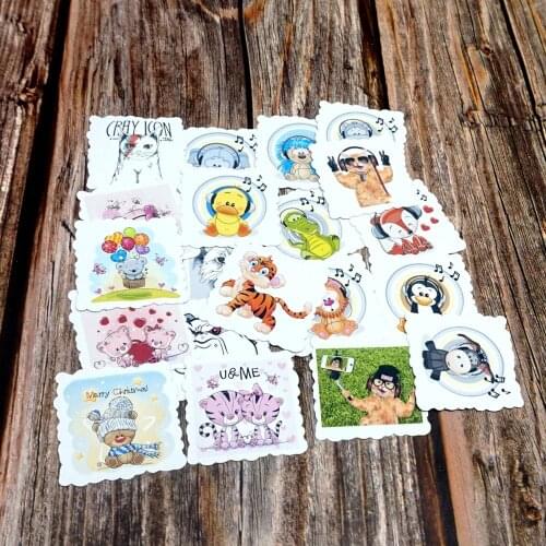 22PCS Cute Tiger Cat Bear Stickers Travel Luggage Phone Guitar Laptop Suitcase Stickers Waterproof Girls Kids Children Stickers