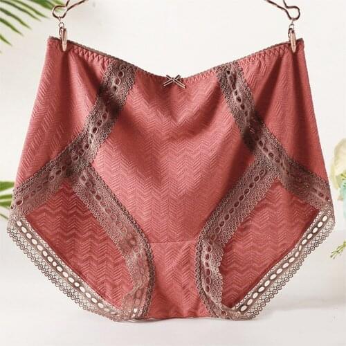 Women High Waist Panties Lace Edge Breathable Soft Underpants Cotton Lingerie Ladies Underwear