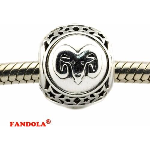 DIY Fits Pandora Bracelets Aries Star Sign Beads 925 Sterling Silver Jewelry Charms for Women Free Shipping