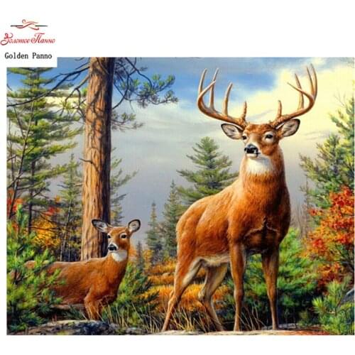 Golden Panno,Full Drill Square Diamond 5D DIY Diamond Painting deer Diamond Embroidery Cross Stitch Rhinestone 0518