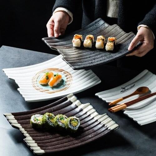 10 inch Japanese irregular ceramic plate cake snack plate sushi plate main course western steak plate black tripod black plate