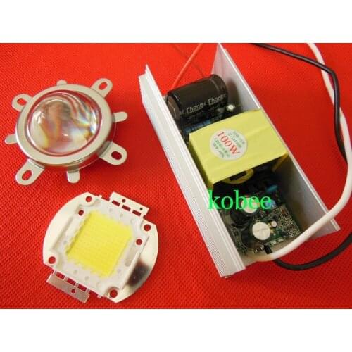 100W High Power LED Driver Power Supply & 44mm Lens Reflector Bracket 85-265V