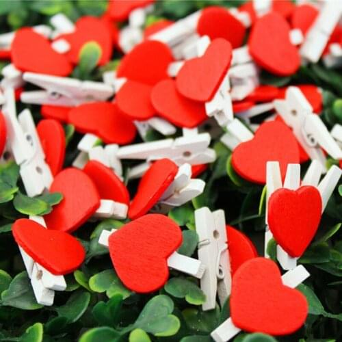 12Pcs/Lot Mini Romantic Loving Heart Shape Wood Clips Handicrafts Photos Papers Clothes Pegs Home Decoration