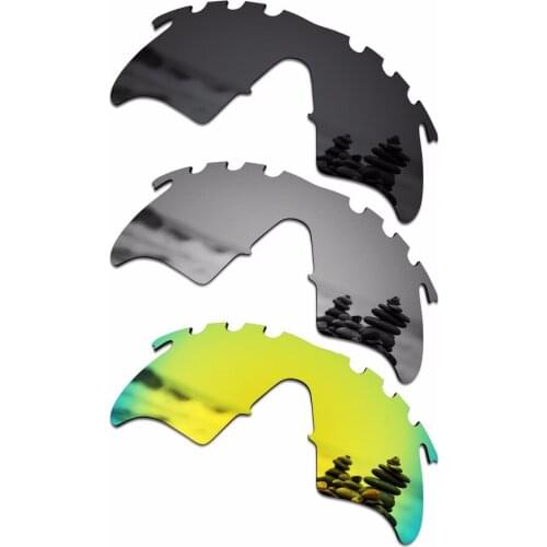 SmartVLT 3 Pieces Polarized Sunglasses Replacement Lenses for Oakley M Frame Heater Vented Black & Silver Titanium & 24K Gold