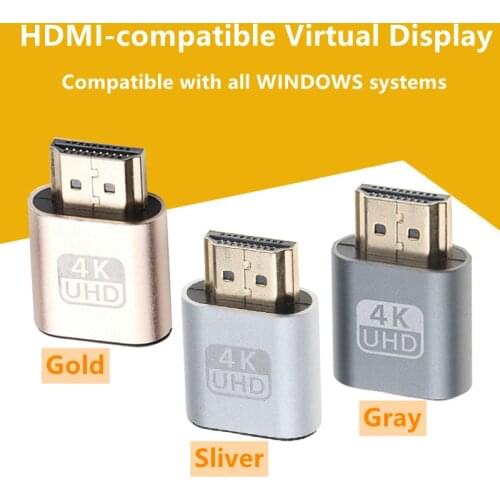 4K VGA HDMI-compatible Dummy Plug Virtual Display Emulator Adapter HDMI-compatible DDC EDID Dummy Plug Support 1920x1080P