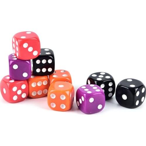 6 PCS 16MM Dices Rounded Corners Transparent Dice BoardGame Drinking Digital Dice Gumbling Game