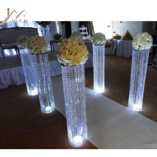 6PCS 120CM/ 47" Tall 22 CM Diameter Crystal Wedding Road Lead Acrylic Centerpiece For Event Party Decoration