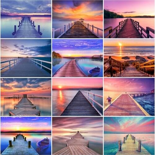 AZQSD Full Kits Diamond Painting 5D Cross Stitch Bridge Diamond Embroidery scenery Mosaic Picture of Rhinestones Home Decor