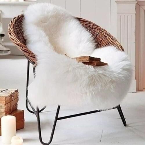 White Soft Artificial Sheepskin Carpet Fur Chair Area Rugs Livingroom Bedroom Floor Mat Shaggy Silky Plush Carpet Faux Fur Rug