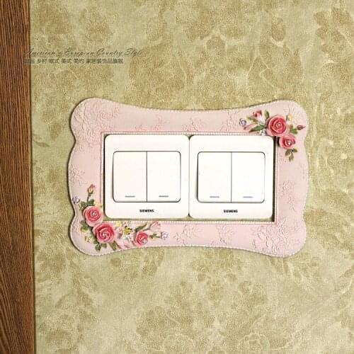 Free shipping Double open resin switch stickers fashion switch cover decoration socket set wall rustic multicolour lace