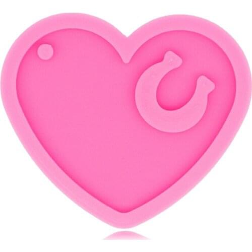 Keychain Epoxy Resin Mold Shiny Glossy Heart and Horseshoe Keyring Pendant Casting Silicone Mould DIY Crafts Decorations