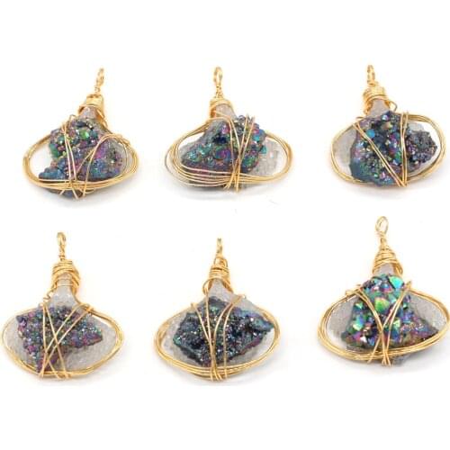 Natural Freshwater Pearl Beads Pendant Charms Irregural Wrapped Pearl Beads Pendant for Making DIY Necklace Gift 40x40mm