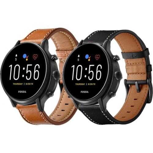 Quick Release Genuine Leather Strap For Fossil Gen 5 Carlyle/Julianna/Garrett HR/ Q Explorist/Gen 5E 44mm/ Sport 43mm Bracelet