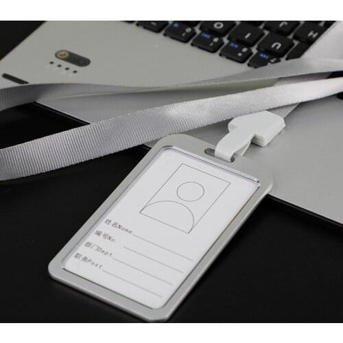 Aluminum Alloy Work Name Card Holders Business Work Card ID Badge Lanyard Holder Hot Vertical Metal ID Business Case