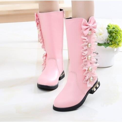 Autumn new Winter New Children Boots Girls PU Leather Boots Fashion girl Boots High Children Princess Girls Shoes Size 27-36