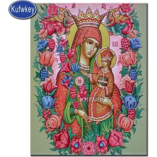 Virgin Mary and Child flower Diamond mosaic religious icon,christian,orthodox icon holy painting diamond embroidery rhinestones