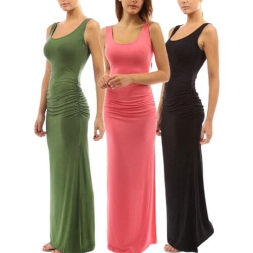 Long Pleated Maxi Vest Dress Open Side Party Women Dress Elegant Sukienka Gather Waist Sleeveless Thigh Slit Curvy Dress Tight