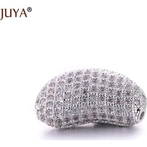 Jewelry findings components Large Beads Luxury CZ Crystal Tube Bean Ball Beads for diy fashion bracelets necklace accessories