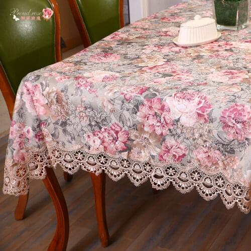 Proud Rose Pastoral Lace Table Cloth Rectabfular Home Decor Jacquard Tablecloth Flowers Table cover Fashion Wedding Decoration