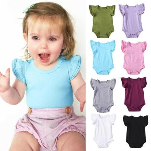 0-18M Infant Baby Girls Boy Short Sleeve Cotton Bodysuit Casual Outfits Jumpsuit Sunsuit Wholesale