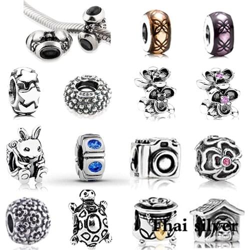 2019 NEW Thai Silver Retro Camera Daisy Flower Christmas Stocking Dog House Turtle Rabbit SPACER Beaded Charm Collection Limited