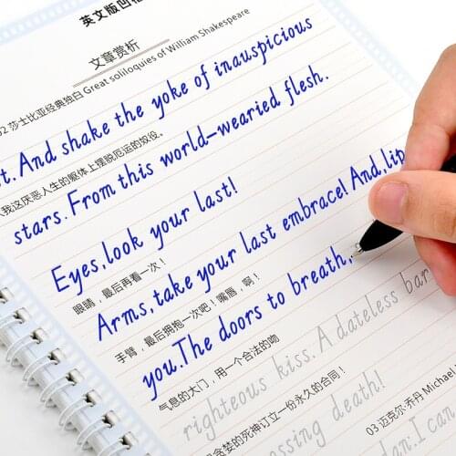 3pcs Adult English Calligraphy Copybook Kids Writing beginner Handwriting English Student Art Supplies Reuse Practice Book