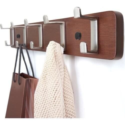 Creative Alloy Double Hooks Bamboo Wall Storage Coat Rack Bedroom Clothes Hanger Key Holder Wall hat Coat rack mx10141709