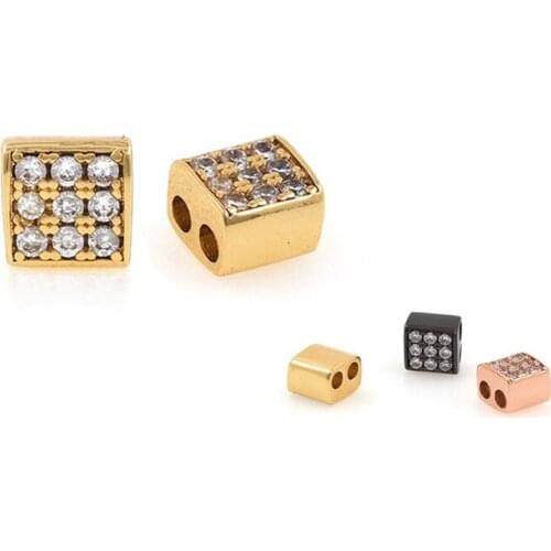 5x5x3.6mm Micropavé CZ Square Beads, DIY Personalized Bracelet, Made Of nine-Gold Jewellery