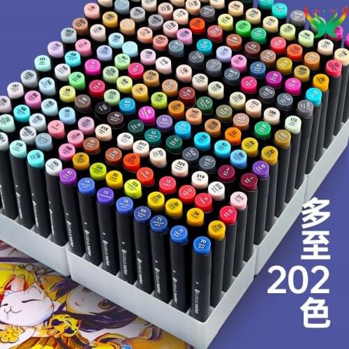 Icolour oily marker 30/40/60/80/168/202 color hand-painted drawing animation design marker alcohol double headed marker pen