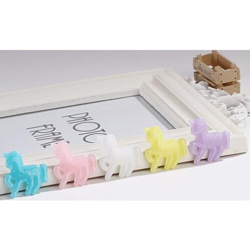 Cute Glitter unicorn Resin Flat back Cabochons for Phone Decoration 38*40mm