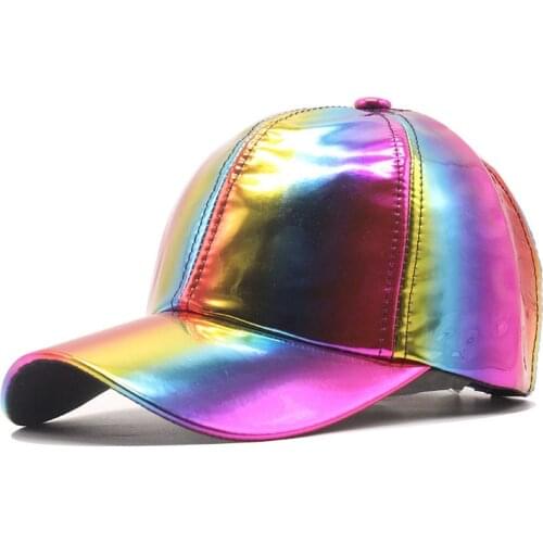Fashion Rainbow Color hip-hop hat Gradient Baseball Cap Men Women luxury Leather Snapback Hat Adjustable Outdoor Fashion Dad Cap