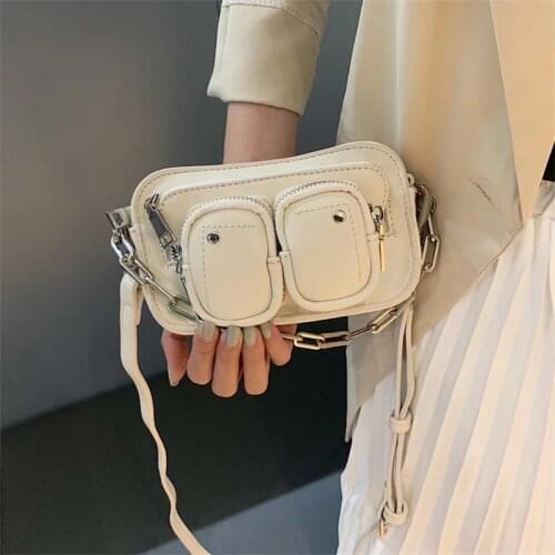 Fashion Shoulder Bags PU Leather Bags Zipper Crossbody Bags Clutches for Women Small Vintage Chain