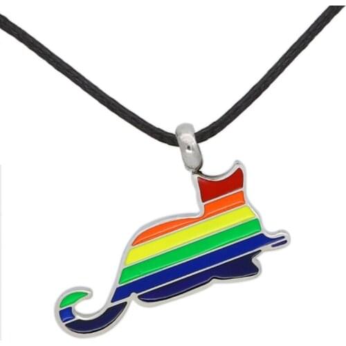 Fashion LGBT Jewelry Rainbow Cute Cat Pendant Necklace 3 Style Chain Design Gay Necklaces Women Men Bijoux Choker Lover Gifts
