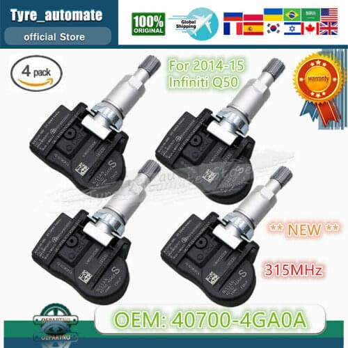 Set of (4) TPMS Tire Pressure Sensor Replacement 40700-4GA0A for 2014-15 Infiniti Q50 315MHz