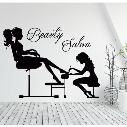 Beauty Salon Wall Decal Manicure Vinyl Wall Sticker Girl Manicure Salon Decor Design Removable Fashion Window Stickers X894