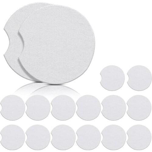 16 Pcs Blank Coasters DIY Car Cup Coaster Absorbent Car Coasters Blank Drink Cup Mat For Car,Kitchen,Living Room,Office