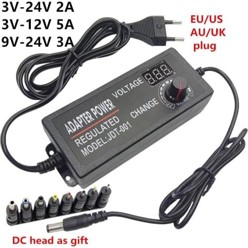 Adjustable Adaptador AC DC 3V 5V 9V 12V 14V 16V 17V 18V 19V 24V Universal Power Adapter Display Screen Voltage Regulated Supply