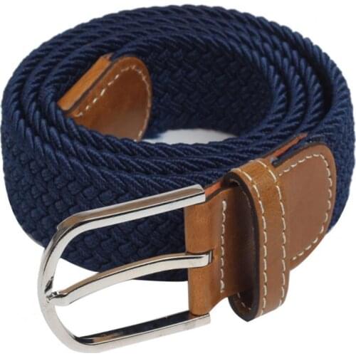 Men Women Belt Fashion High Quality Elastic Braided Alloy Pin Buckle Waist Belt Strap Waistband