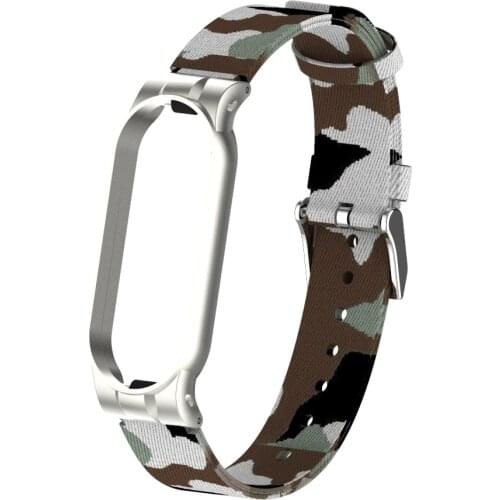 For Xiaomi Mi band 5 Stainless Steel Nylon Bracelet Wrist Strap Camouflage Blue Military Fitness Wrist Band