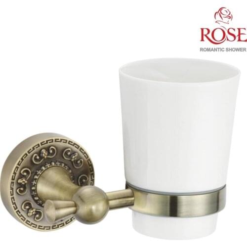 ROSE Cup Holder, brass cup holder with ceramic cup wall mount, glass to sink mixer tap,wall mounting,glass ring,drink water,put toothbrushes RG1012Q