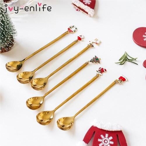 Stainless Christmas Spoon Merry Christmas Gift New Year 2021 Xmas Party Table Ornaments Christmas Decorations for Home Navidad