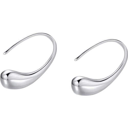 Silver color creative cute nice charms women fashion drop earring hook Drop shape silver studs E004