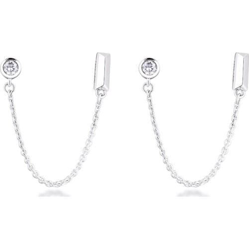 CKK Authentic 925 Sterling Silver Safety Chain Drop Earrings for Women Silver Woman Earring Jewelry Bijoux Brincos 2020