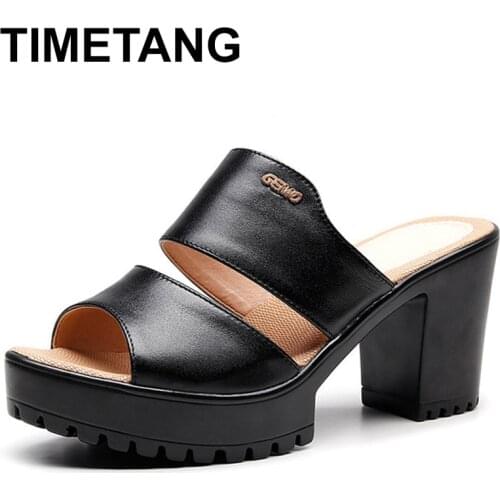 TIMETANG Fish Mouth Thick Sandals and Flip Flops With High Heels Flip Flop Flop Waterproof Wild Platform Big Small Size 35-43