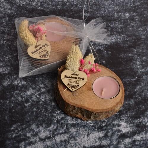 12 Pcs Rustic Wedding Candle Holder Wooden Centre Piece Tea Light Favors Decoration Table Decor Gift for Guests