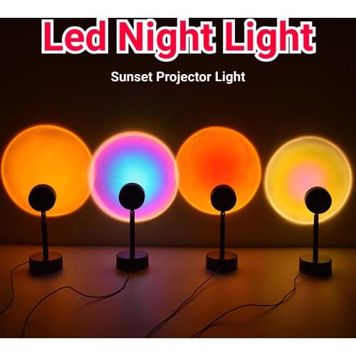 Led Night Light USB Rainbow Sunset Projector Light Coffee Shop Bar Atmosphere Lamp Background Wall Decoration for Bedroom