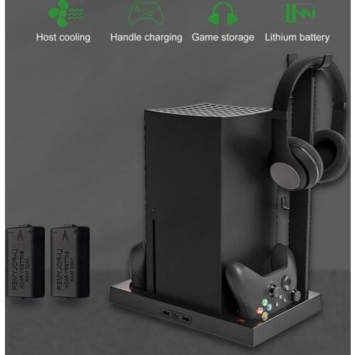 Vertical Charging Stand Headphone For Xbox SeriesX Gamepad Holder Multifunctional Charging Stand With Built-in Cooling Fan