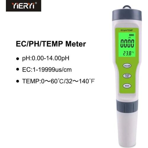 Yieryi 2019 PH/EC/Temp 3 in 1 Test Pen Ph Value Ph Meter TDS/EC Water Quality Test Pen Pool Home Water Quality