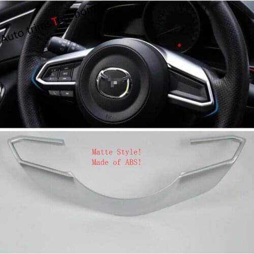 Yimaautotrims Accessories For Mazda 3 2017 2018 ABS Steering Wheel Button Frame Cover Trim / Matte / Carbon Fiber Look